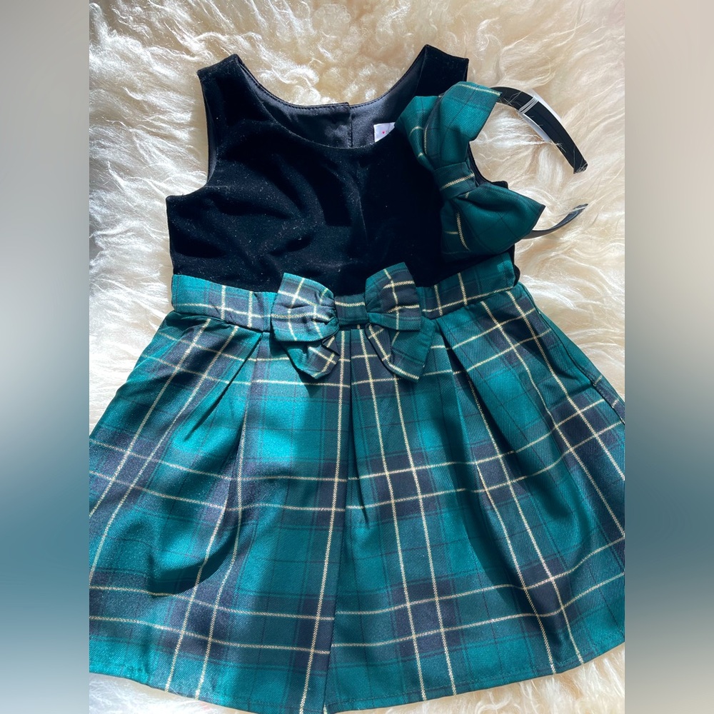 Toddlers Christmas Dress and Headband
